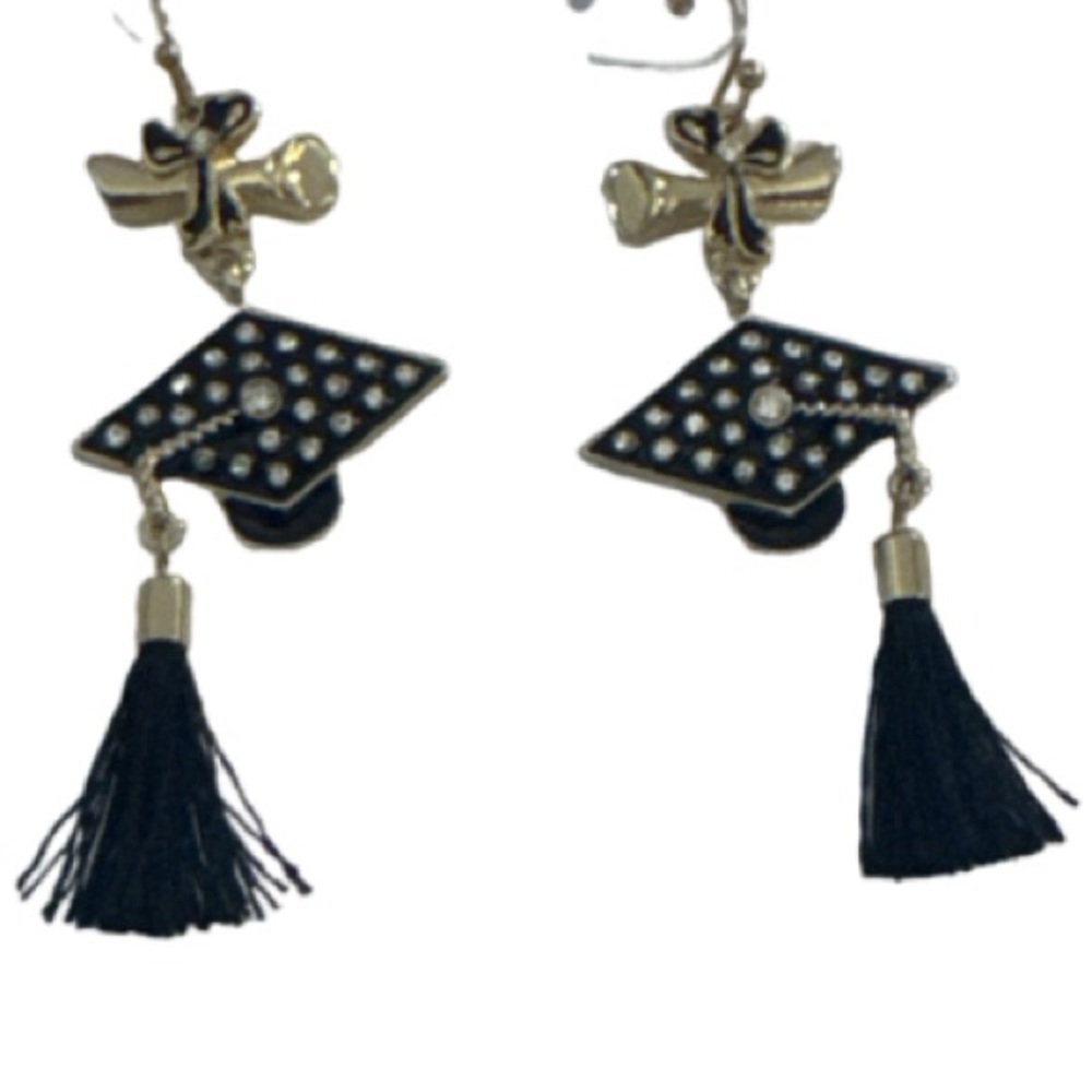 Black Diamond Gold and Black Graduation Earrings